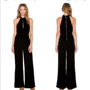 7 For All Mankind Halter Neck Wide Leg Velvet Jumpsuit